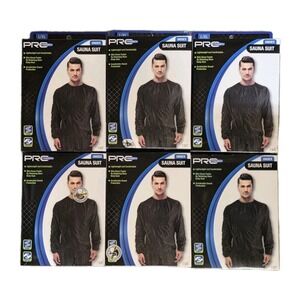 6 Pack - Pro Strength Unisex Sauna Suits - L/XL Lightweight & Comfortable Black